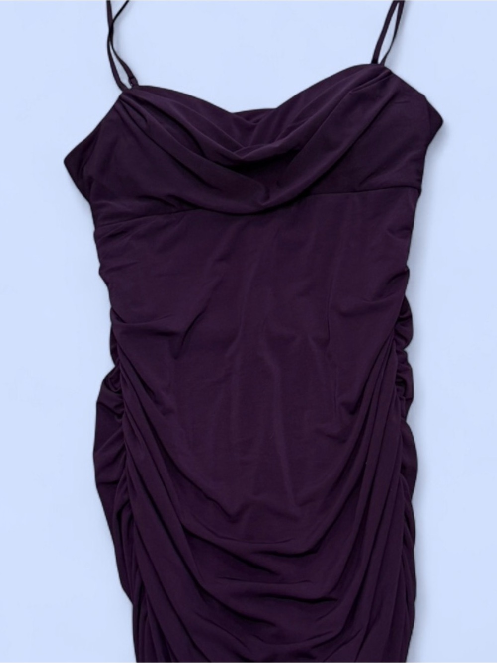 Draped Cowl Neck Sleeveless mini Dress - Deep Plum